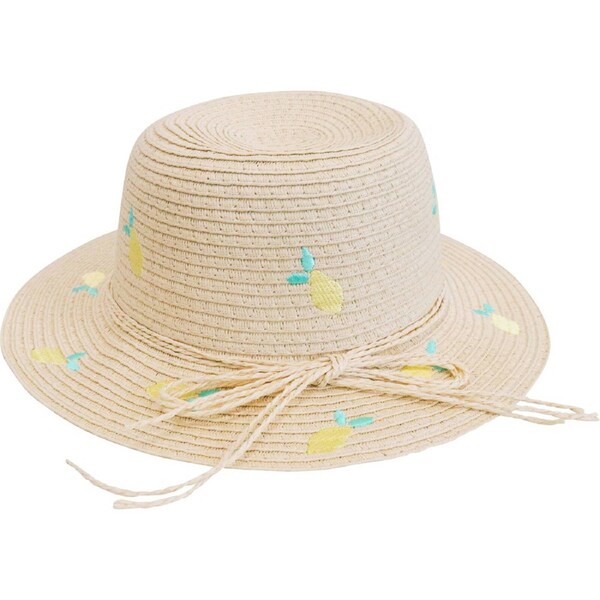 LVD Kids/Children Woven Sun Outdoor Summer Hat 30cm Brim Round Lemoncello