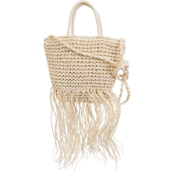 LVD Women's/Ladies Woven Fringing Handbag/Shoulder Bag 33cm w/ Strap Natural