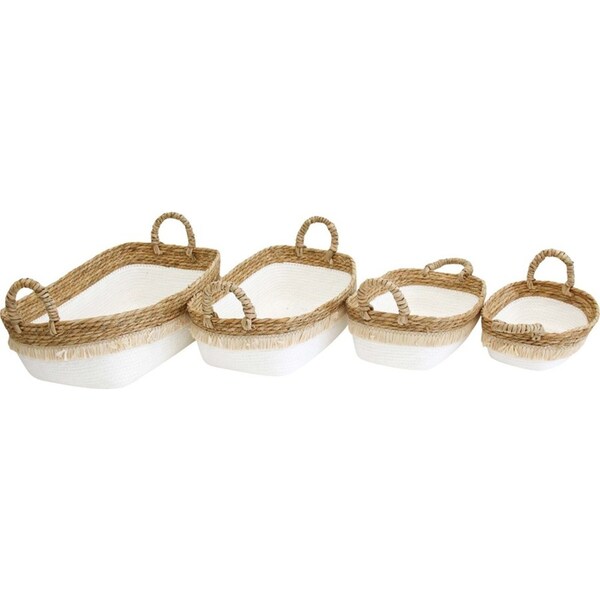 4pc LVD Hamper Abud Storage Basket Set Home/Living Room Decor White/Natural