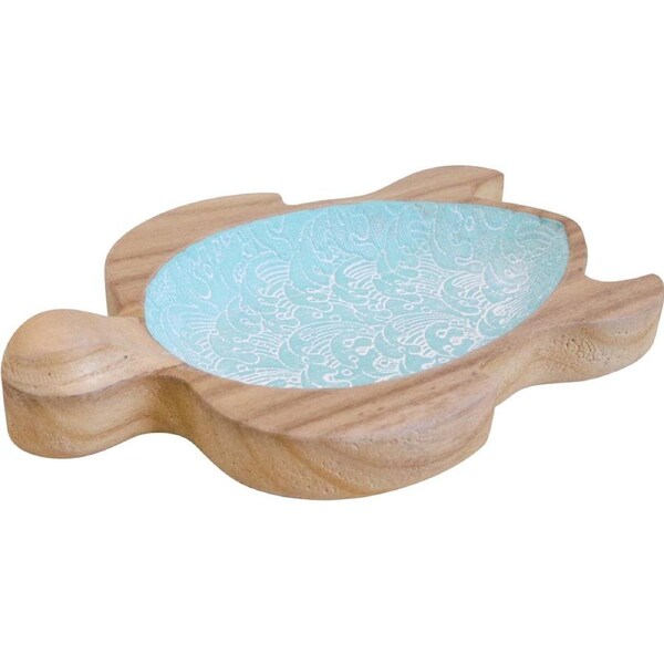 LVD Wooden Decorative Turtle Bowl Home/Office/Room Decor 16.5x24cm Natural