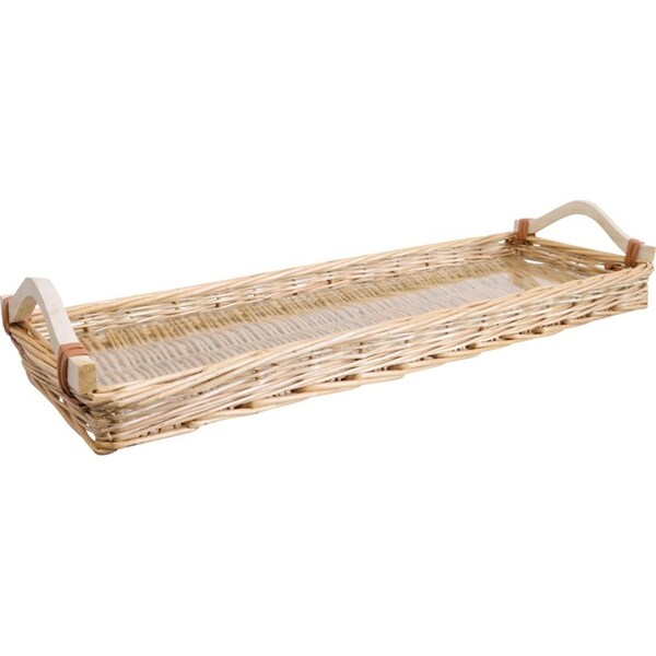 LVD Tray Charcuterie Wicker Basket w/ Handle Rect 20x60cm Willow/Glass NTRL