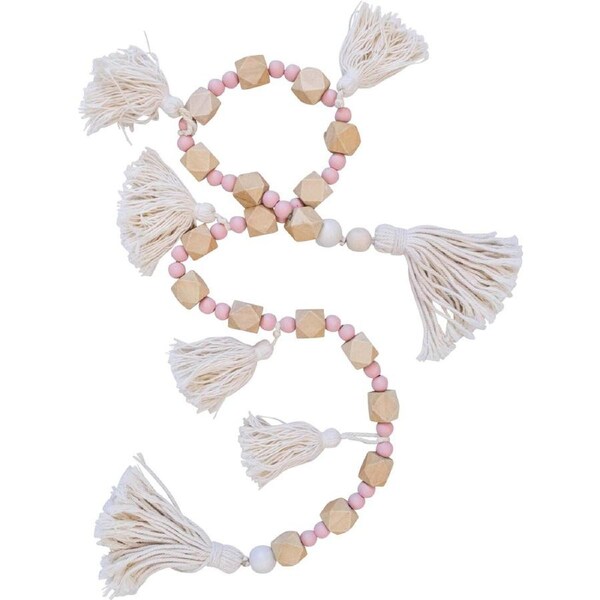 LVD Wooden Bead Tassel Hanging Ornament Home/Lounge Decor 100cm Dusty Pink