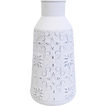 LVD Iron Flower Vase Vintage Urn Home/Room Lounge Tabletop Decor 37cm White