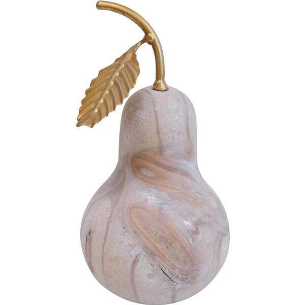 LVD Pine/Iron Decorative Wood Pear Home/Lounge Decor 11x18cm Natural/Gold