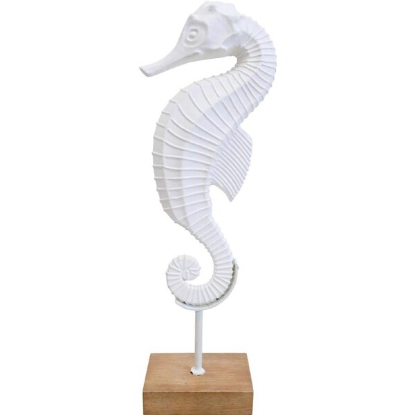 LVD Iron/MDF Seahorse on Stand Home/Lounge Tabletop Decor 12x35.5cm White