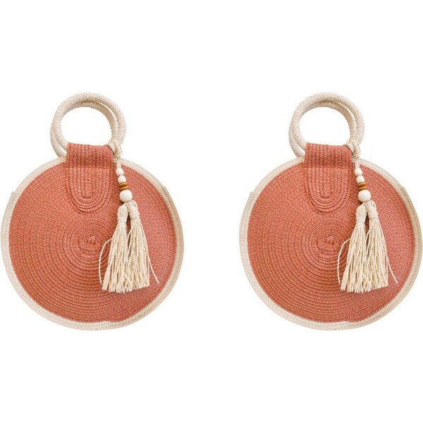 2x LVD Women's/Ladies Wanderer Bag/Outdoor Beach Handbag 30x40cm Round Rust