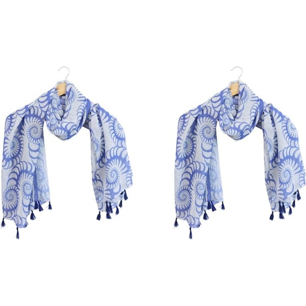 2x LVD Scarf/Sarong Women Beach Shawl Cover Up 90x180cm Polyester Modern Shells