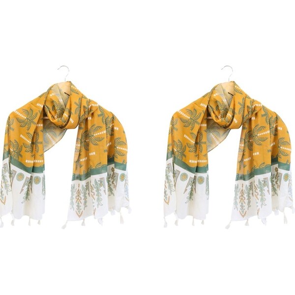 2x LVD Scarf/Sarong Women's Beach Shawl Cover Up 90x180cm Polyester Block Print