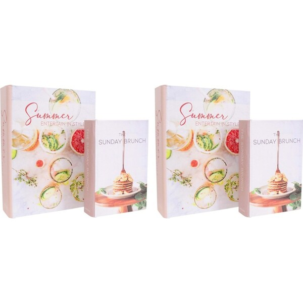 2x 2pc LVD Recipes MDF Book Box Home Living Room Tabletop Decor Set 18cm/24cm
