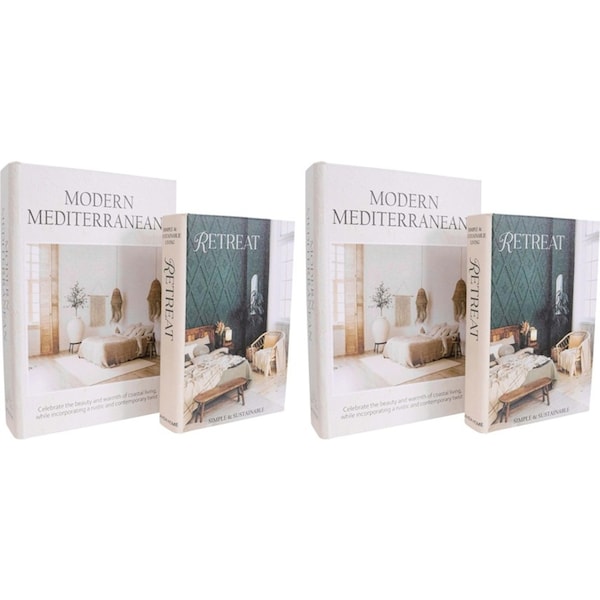 2x 2pc LVD Modern Retreat MDF Book Box Home Living Room Decor Set 24cm/29cm