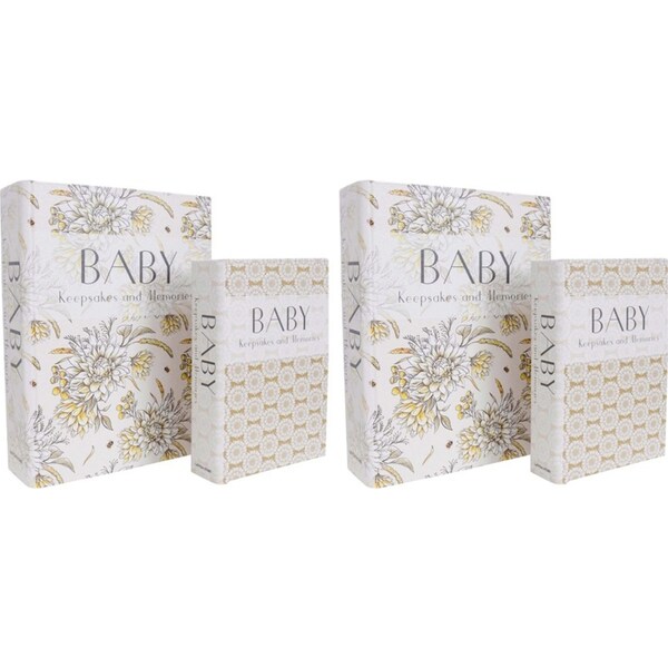 2x 2pc LVD Baby Memories MDF Book Box Home Room Tabletop Decor Set 18cm/24cm
