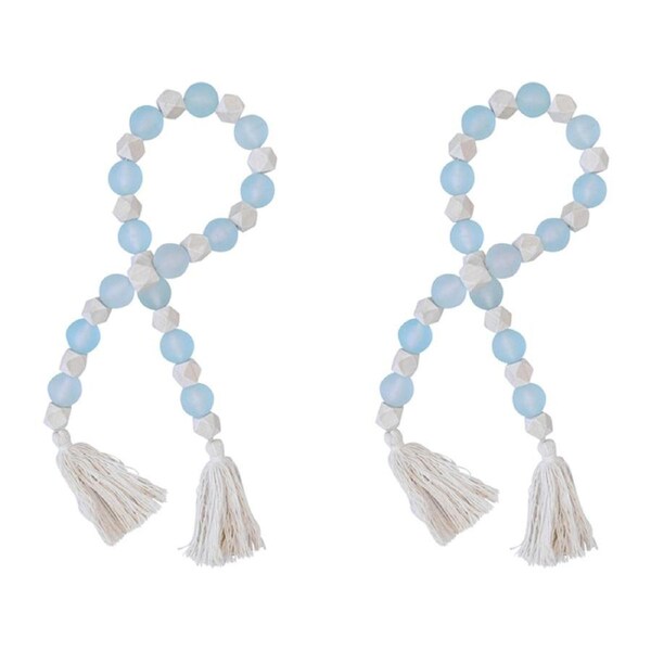2x LVD Resin Bead Tassel Hanging Ornament Home/Lounge/Office Decor 90cm Sky