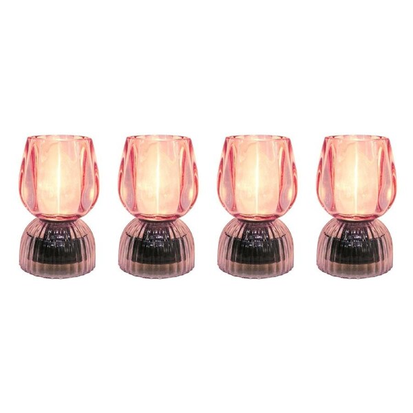 4x LVD Led Glass Home/Room Bedside Lamp Light Tabletop Decor 13cm Pink Passion