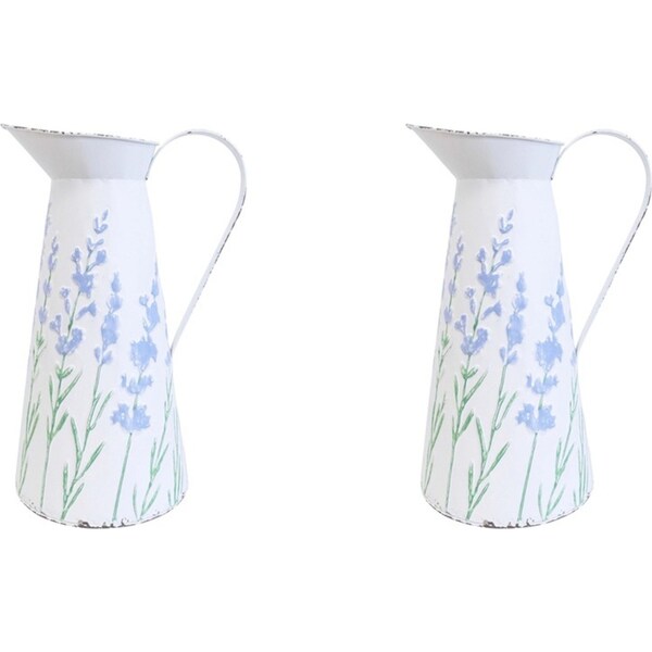 2x LVD Water/Juice Jug Pitcher Decorative Drink Container Large Lavender White