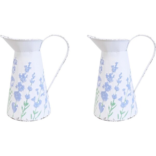 2x LVD Water/Juice Jug Pitcher Decorative Drink Container Small Lavender White