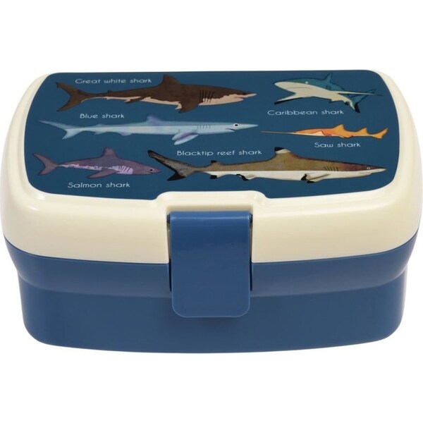 Rex London Kids/Children Plastic Food Lunch Box Rectangle 17x13cm Sharks