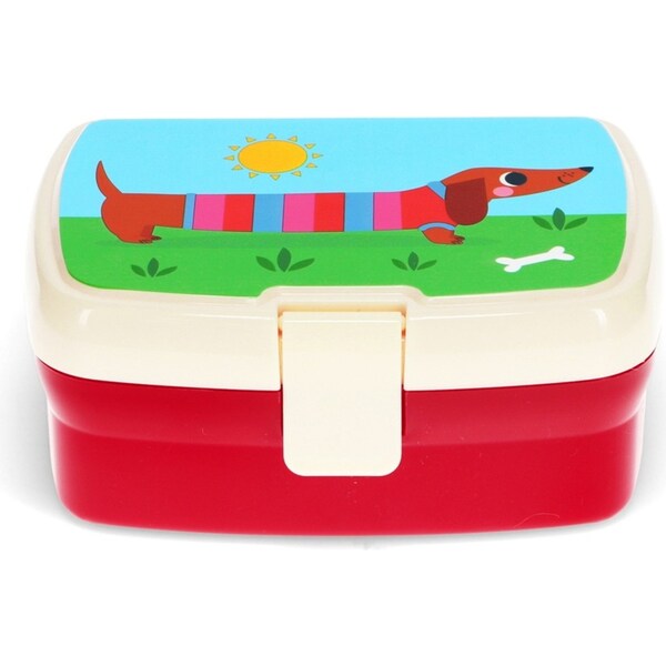 Rex London Kids/Children Plastic Lunch Box Rectangle 17x13cm Sausage Dog