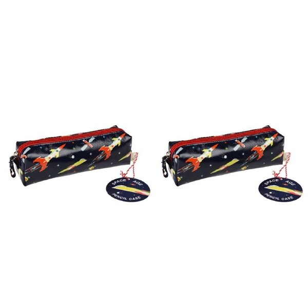 2x Rex London Pencil Case w/ Zipper Storage Stationery Organiser 21cm Space Age
