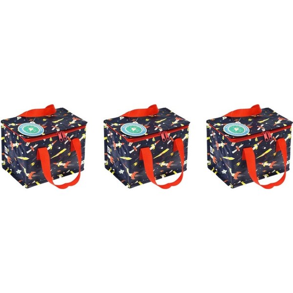 3x Rex London Kids/Children Insulated Lunch Bag Food Storage 21x16cm Space Age