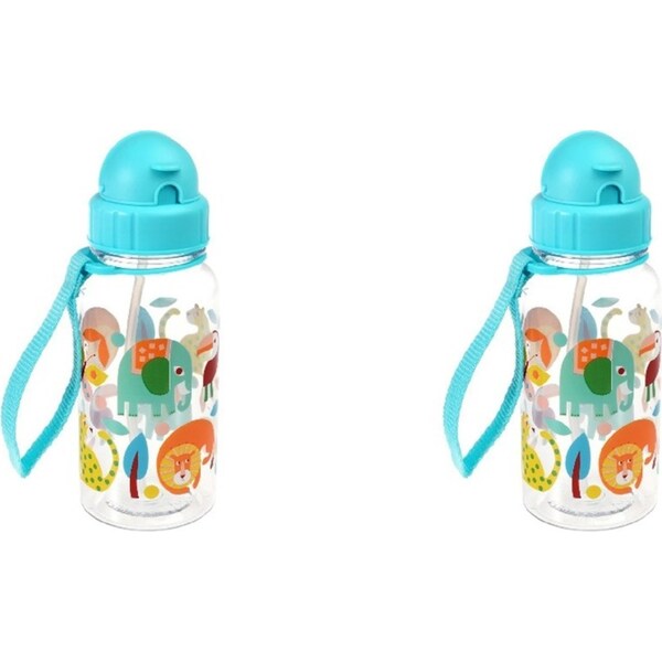2x Rex London Kids/Child 500ml Plastic Water Bottle Drink Tumbler Wild Wonders