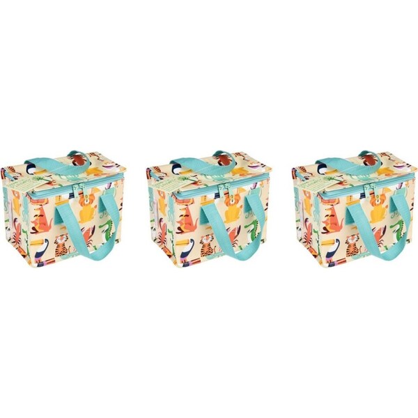 3x Rex London Kids Insulated Lunch Bag Storage 21x16cm Colourful Creatures