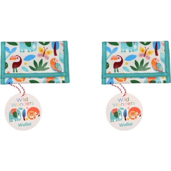 2x Rex London Kids/Childrens Wallet Trifold Money Holder 24.5cm Wild Wonders