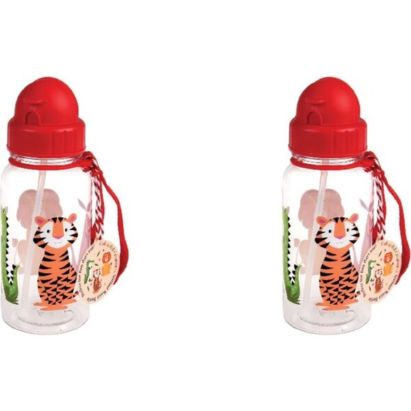 2x Rex London Kids/Child 500ml Plastic Water Bottle Tumbler Colourful Creatures
