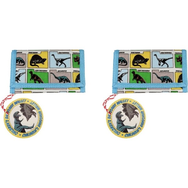 2x Rex London Kids/Childrens Wallet Trifold Money Holder 24.5cm Prehistoric