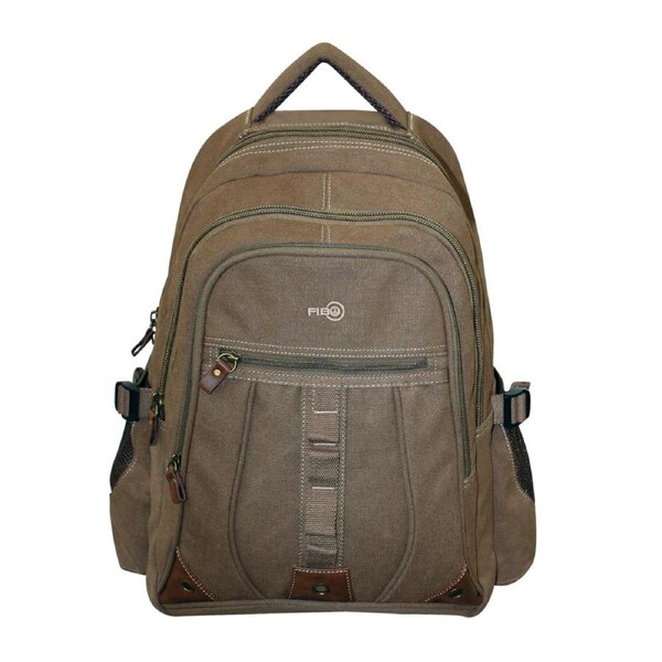 FIB Washed Canvas Backpack Bag in Khaki