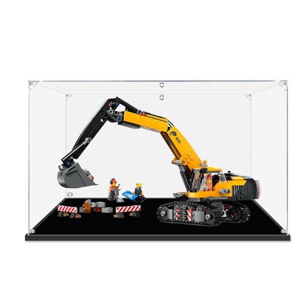 Acrylic Display Case for LEGO 60420 City Yellow Construction Excavator Figure Storage Box Dust Proof Glue Free
