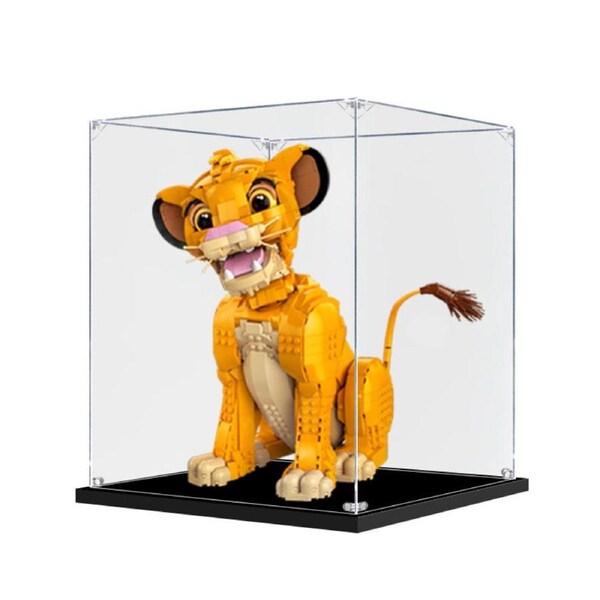 Acrylic Display Case for LEGO 43247 Disney Young Simba The Lion King Figure Storage Box Dust Proof Glue Free