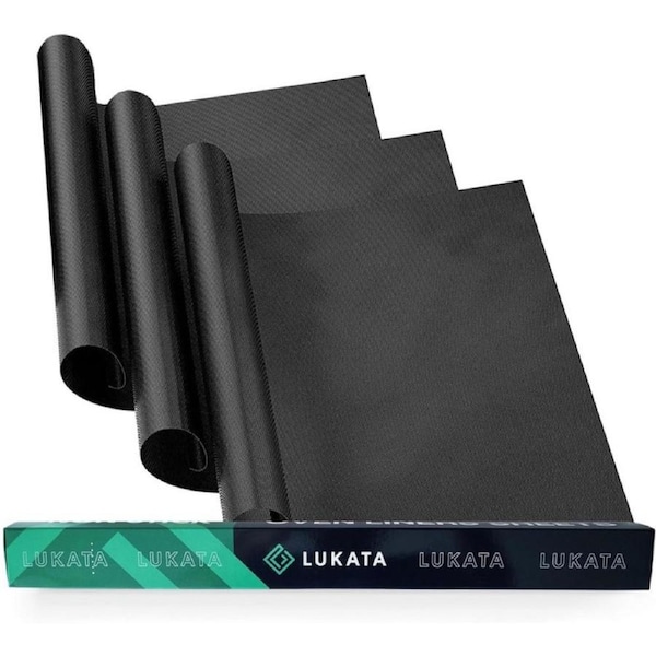 Lukata Large Heavy Duty Oven Liner (3 Pack) - Teflon Oven Liners for Bottom of Oven for Gas, Electric and Fan Assisted Ovens - Reusable Non-Stick Oven Mats for Bottom of Oven - BPA Free