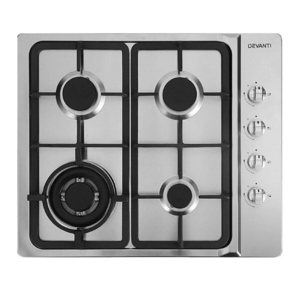 Gas Cooktop 60cm Kitchen Stove 4 Burner Cook Top NG LPG Stainless Steel