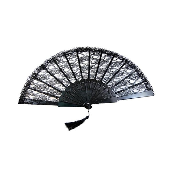 Black Lace Fan with Tassel