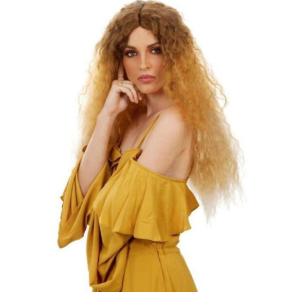 80s RnB Perm Long Brown and Blonde Wig