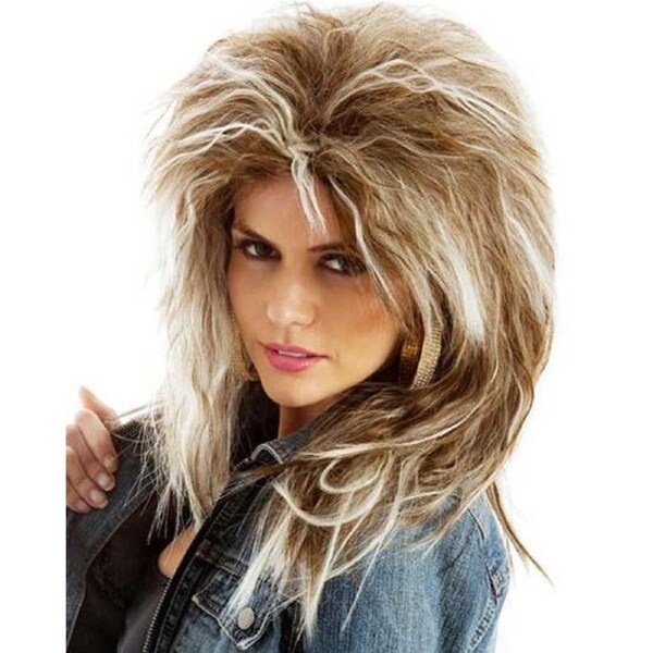 70s Rock Diva Brown and Blonde Wig