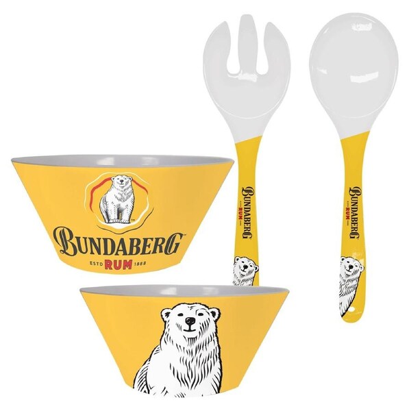Bundy Bundaberg Rum Melamine Salad Bowl and Serving Spoon Fork