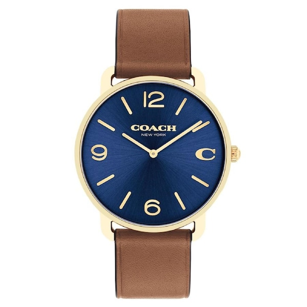 Coach Brown Leather Dark Blue Dial Men's Watch - 14602644