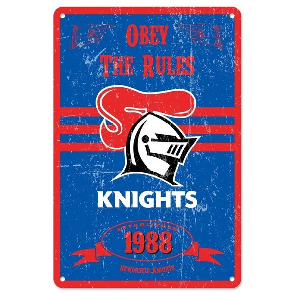 NRL Retro Supporter Tin Sign - Newcastle Knights - Man Cave - Heritage
