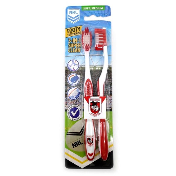 NRL Adult Toothbrush Twin Pack - St George Illawarra Dragons - Soft/Medium