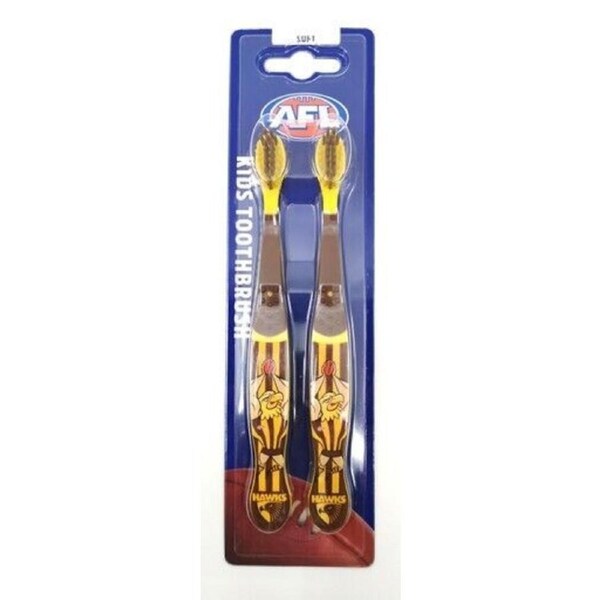 AFL Mascot Kids Toothbrush - Hawthorn Hawks - Soft/Medium