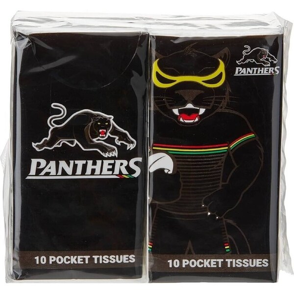 NRL Mascot Pocket Tissue - Penrith Panthers - 4 Pack