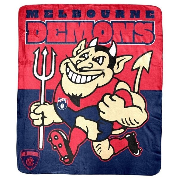 AFL Coral Mascot Blanket - Melbourne Demons - 150x130cm - Throw Rug