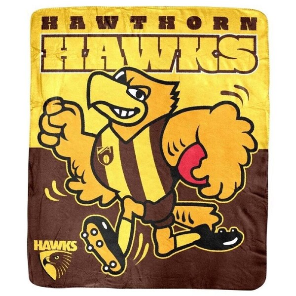 AFL Coral Mascot Blanket - Hawthorn Hawks - 150x130cm - Throw Rug