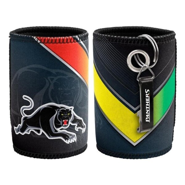 NRL Stubby Can Cooler with Bottle Opener - Penrith Panthers - Rubber Base