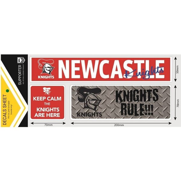NRL Car Window Decal Set - 3 Stickers - Newcastle Knights - 280mm