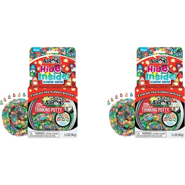 2x Crazy Aarons Thinking Putty Gnome Home Hide Inside Kids Play Toy 10cm 3y+