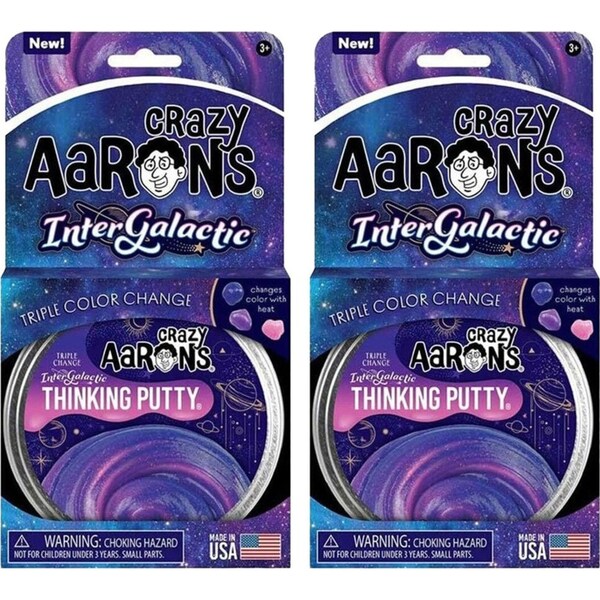 2x Crazy Aarons Thinking Putty Intergalactic Hypercolor Kids Play Toy 10cm 3y+