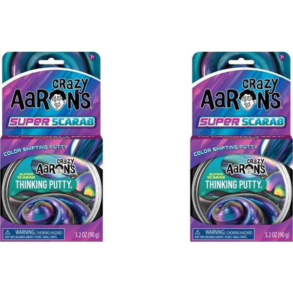 2x Crazy Aarons Thinking Putty Super Scarab Super Illusions Kids Toy 10cm 3y+
