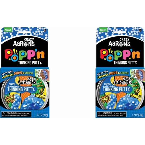 2x Crazy Aarons Thinking Putty Crackle'n Kraken Popp'n Kids Play Toy 10cm 3y+